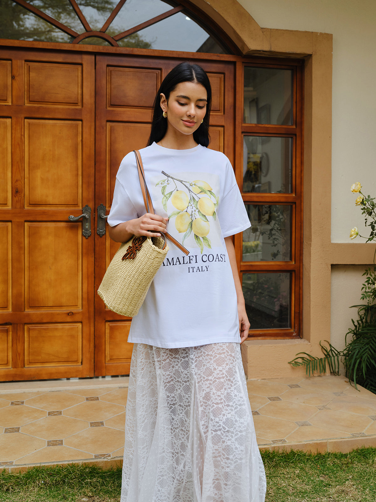 Pamuk Baskı Oversized Tişört