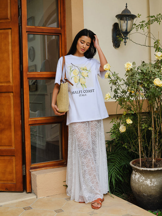 Pamuk Baskı Oversized Tişört