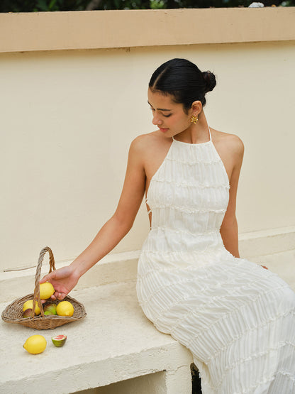 Askılı Sırtlı Volanlı Elbise