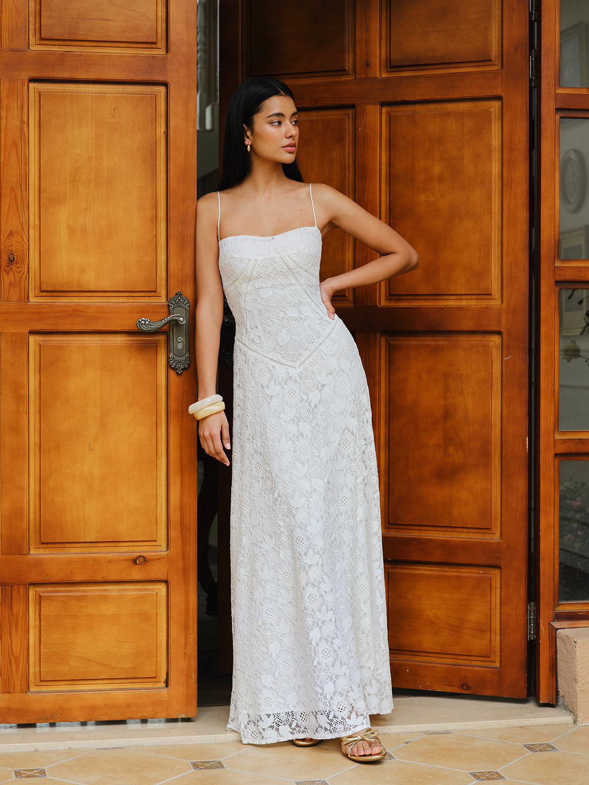 Dantel Spagetti Askılı Elbise