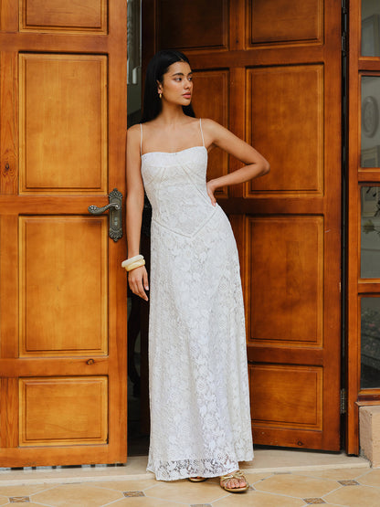 Dantel Spagetti Askılı Elbise