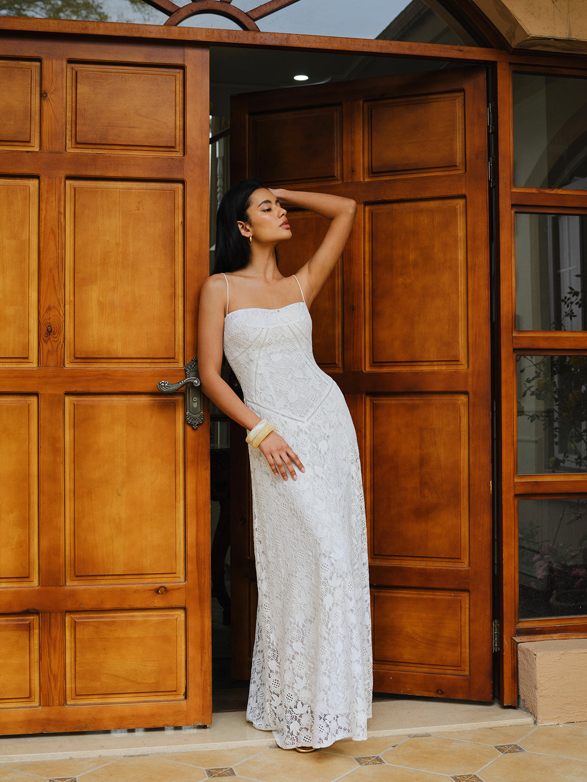 Dantel Spagetti Askılı Elbise