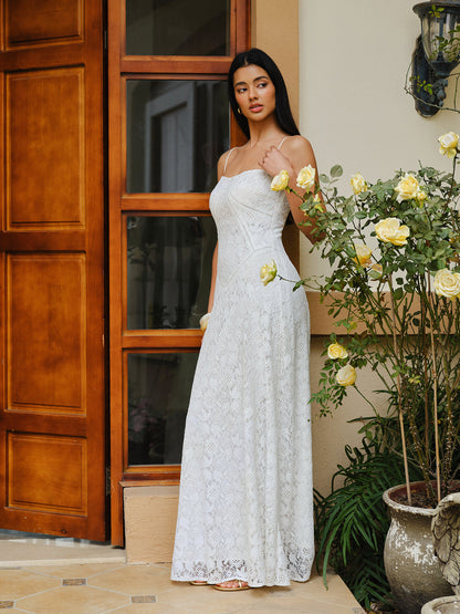 Dantel Spagetti Askılı Elbise