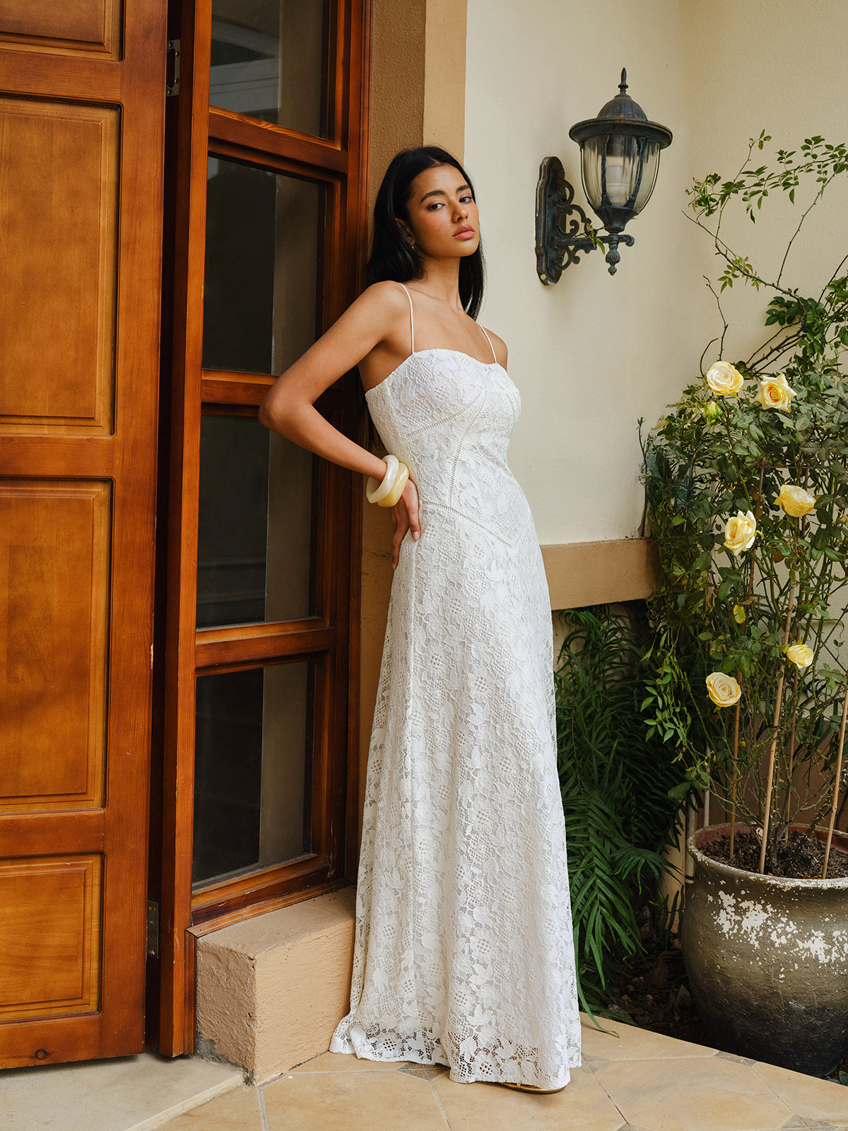 Dantel Spagetti Askılı Elbise