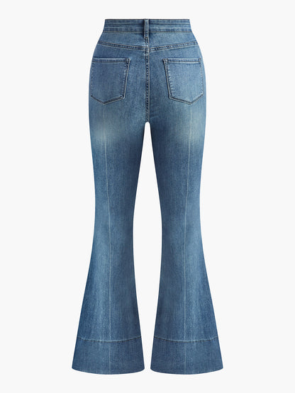 Yıkanmış Slim Drapeli Denim Pantolonlar