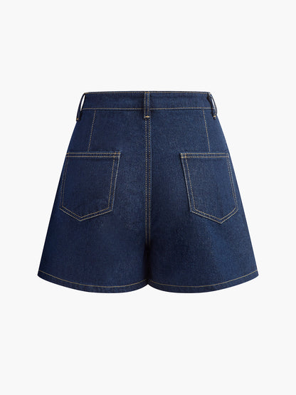 Denim Pocket Detailed Short Set