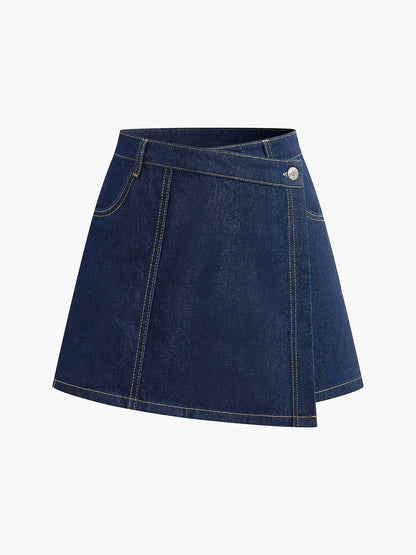 Denim Pocket Detailed Short Set