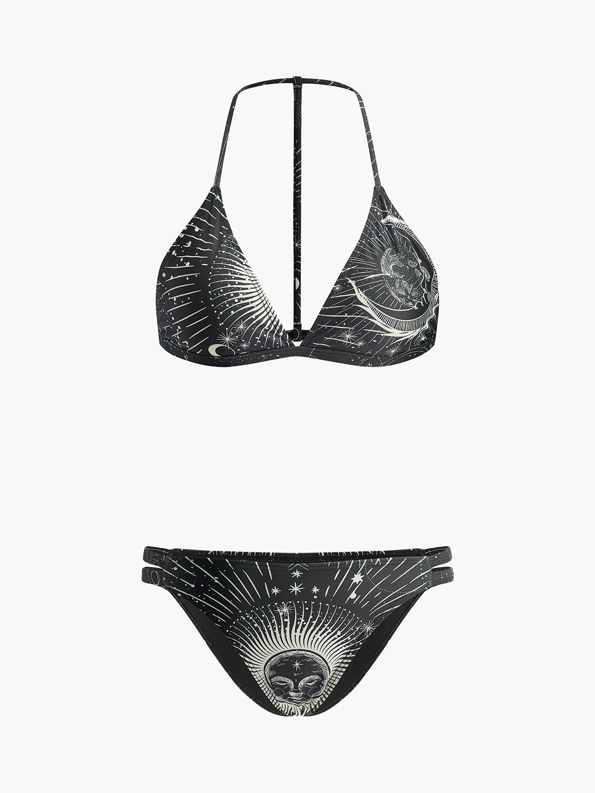 Astroloji Baskılı Boyun Bağlamalı Bikini Seti