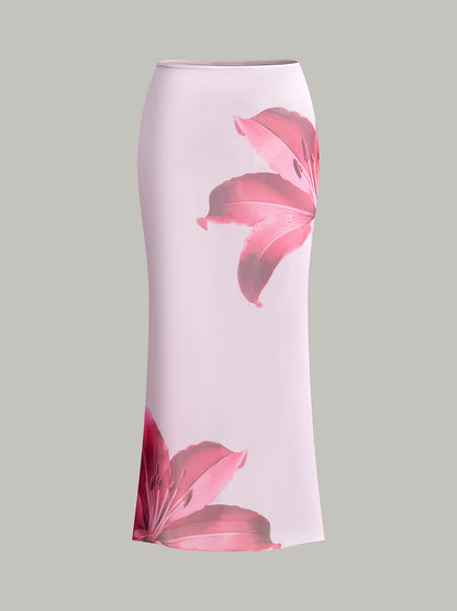 Çiçek Baskılı Bandeau Bikini ve Pareo Etek Seti
