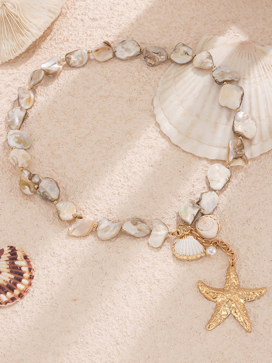Kabuk ve Deniz Yıldızı Kolye İnci Necklace