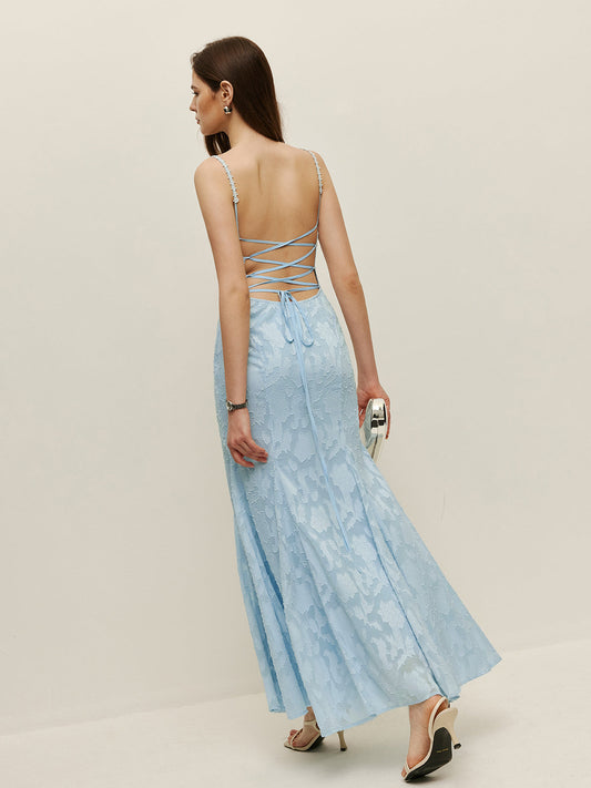 Lace Back Floral Patterned Dress