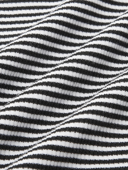 Çizgili Yuvarlak Yaka Kolsuz Üst