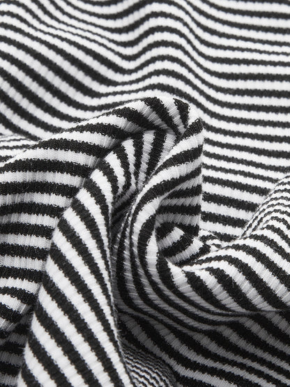 Çizgili Yuvarlak Yaka Kolsuz Üst