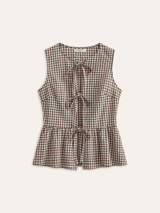 Çizgili Bağlamalı Peplum Üst