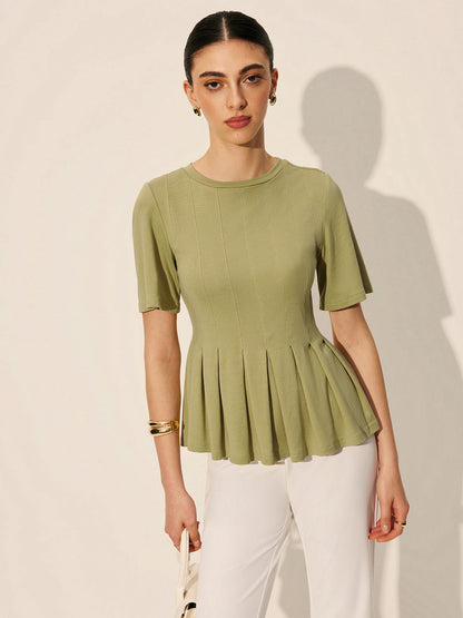 Fırfırlı Peplum Ribanalı Üst