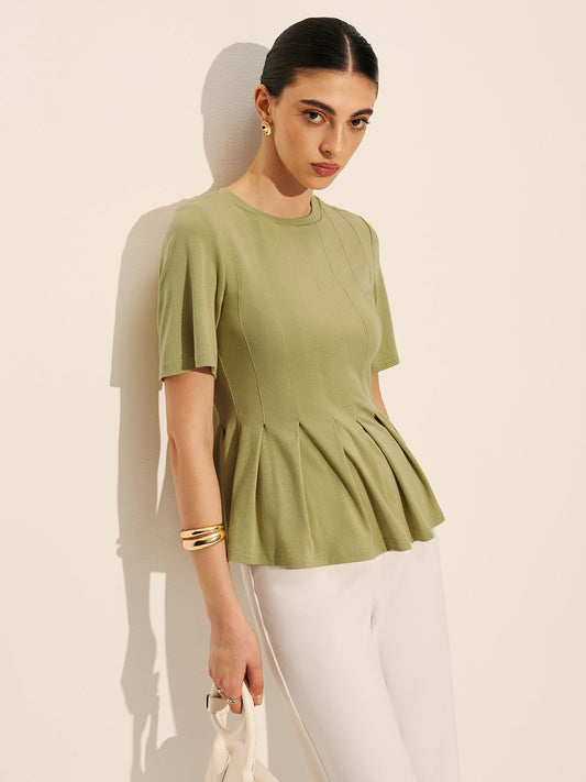 Fırfırlı Peplum Ribanalı Üst