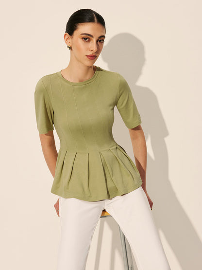 Fırfırlı Peplum Ribanalı Üst