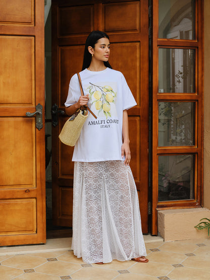 Pamuk Baskı Oversized Tişört