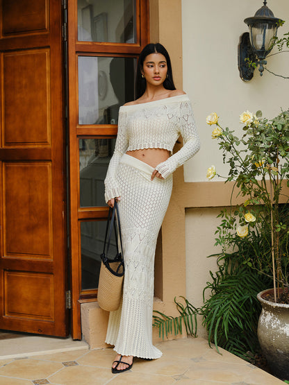 Örgü Off-Shoulder Kısa Üst