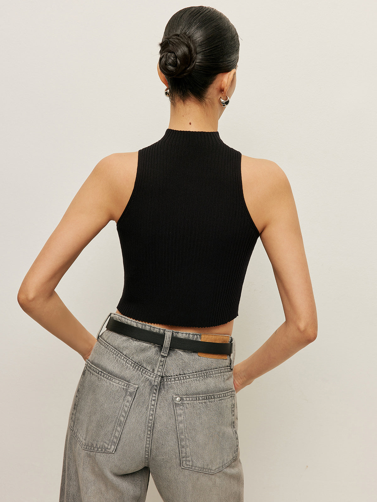 Ribbed Cross Halter Örgü Üst