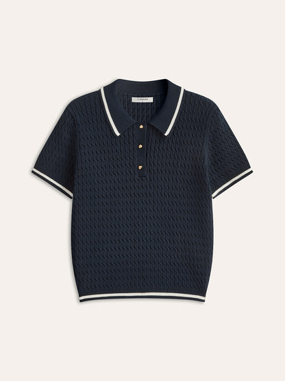 Ribaneli Triko Polo Tişört