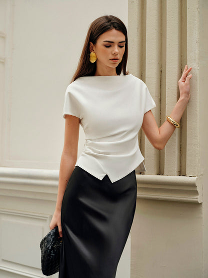 Asimetrik Hem K gathered T-Shirt