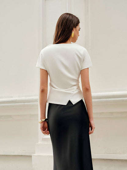 Asimetrik Hem K gathered T-Shirt