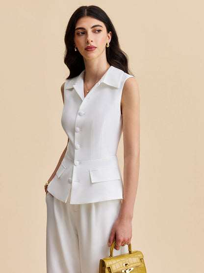 Cepli Düğmeli Kolsuz Pantolon Seti