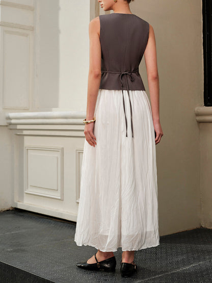 Lastikli Bel Plise Maxi Etek
