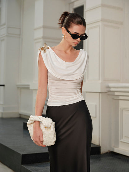 Yarı Şeffaf Metal Kelebek Yaka Üst