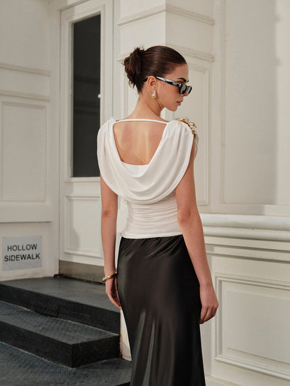 Yarı Şeffaf Metal Kelebek Yaka Üst