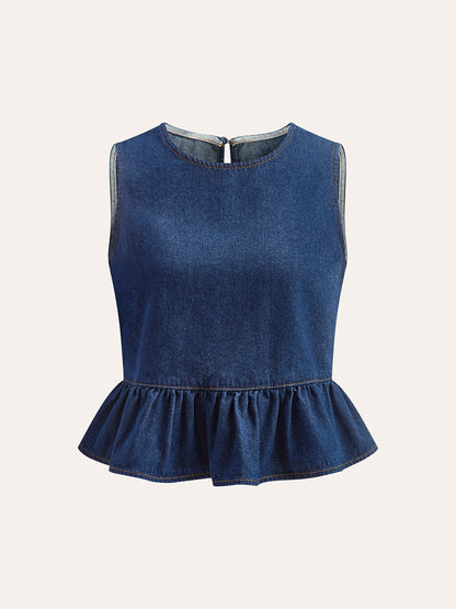 Pamuk Denim Peplum Üst