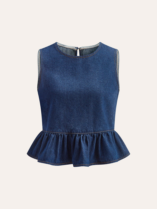 Pamuk Denim Peplum Üst
