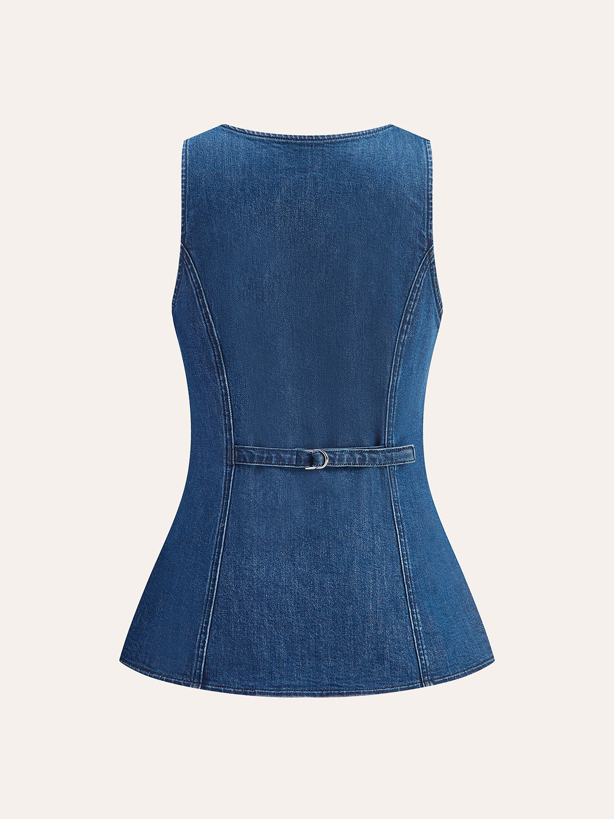 Metal Düğme Bağcıklı Denim V Yaka Şort Takımı