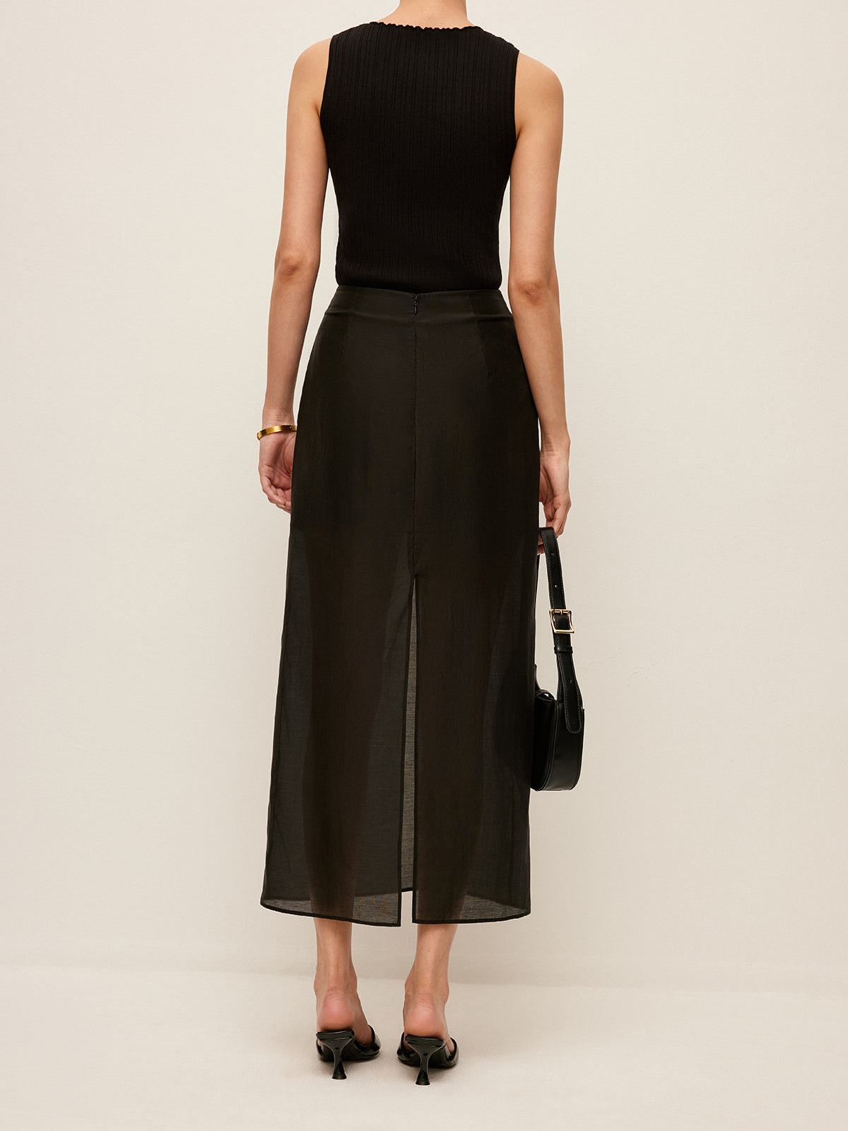 Açık Yarı Şeffaf Yırtmaçlı Etek