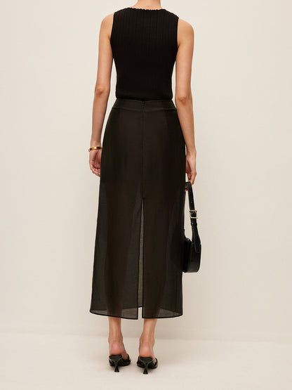 Açık Yarı Şeffaf Yırtmaçlı Etek