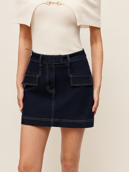 Dekor Ceplerle Denim Etek
