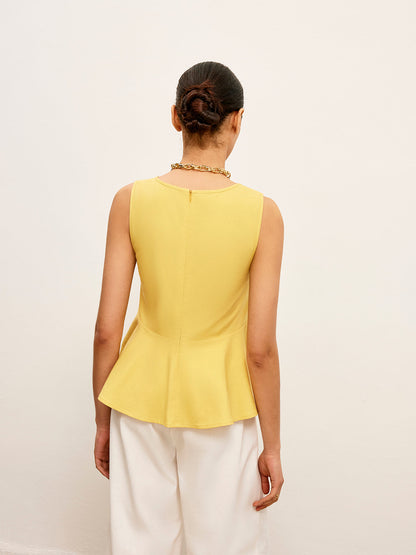 Pamuk ve Keten V-Yaka Peplum Bluz