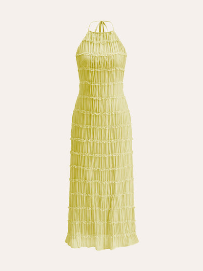 Askılı Sırtlı Volanlı Elbise