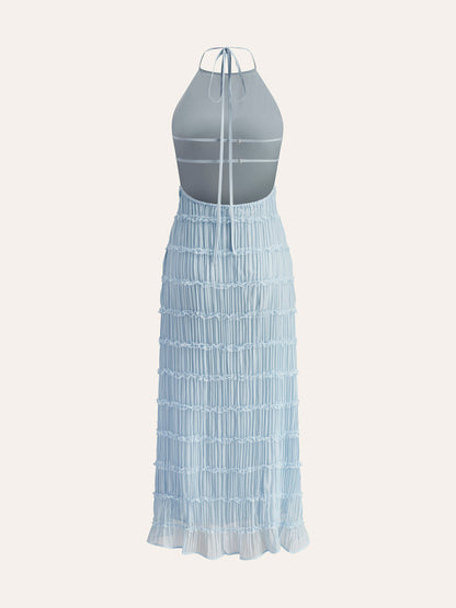 Askılı Sırtlı Volanlı Elbise