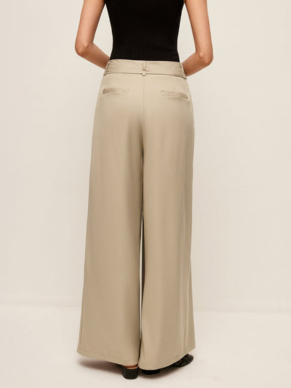 High-Waist Pockets Belted Pants