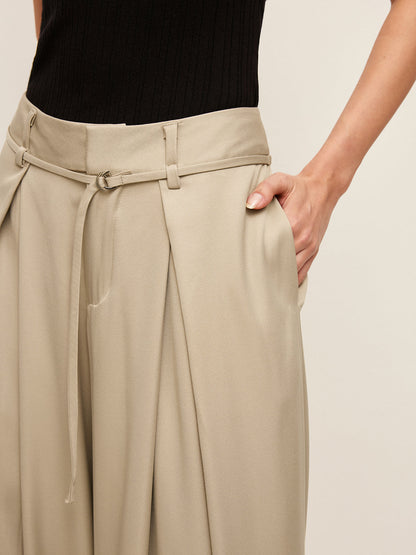 High-Waist Pockets Belted Pants