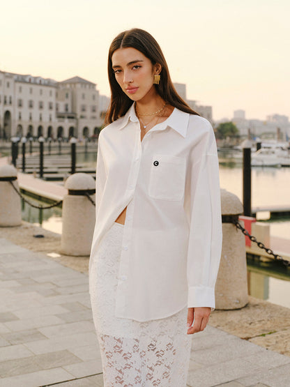 Pamuk Karışımı Bağcıklı Önüstü Gömlek