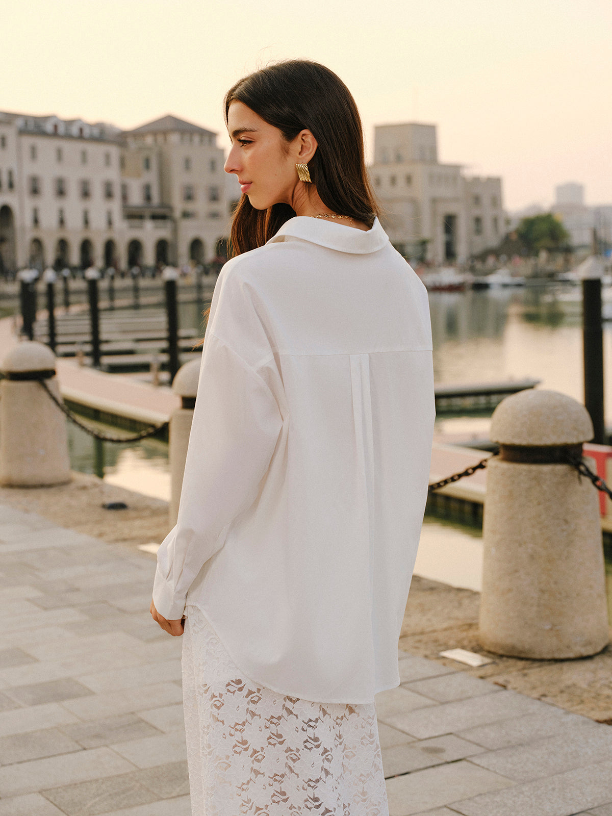 Pamuk Karışımı Bağcıklı Önüstü Gömlek