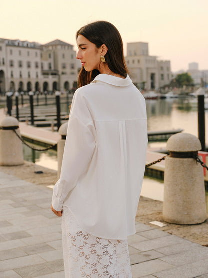 Pamuk Karışımı Bağcıklı Önüstü Gömlek