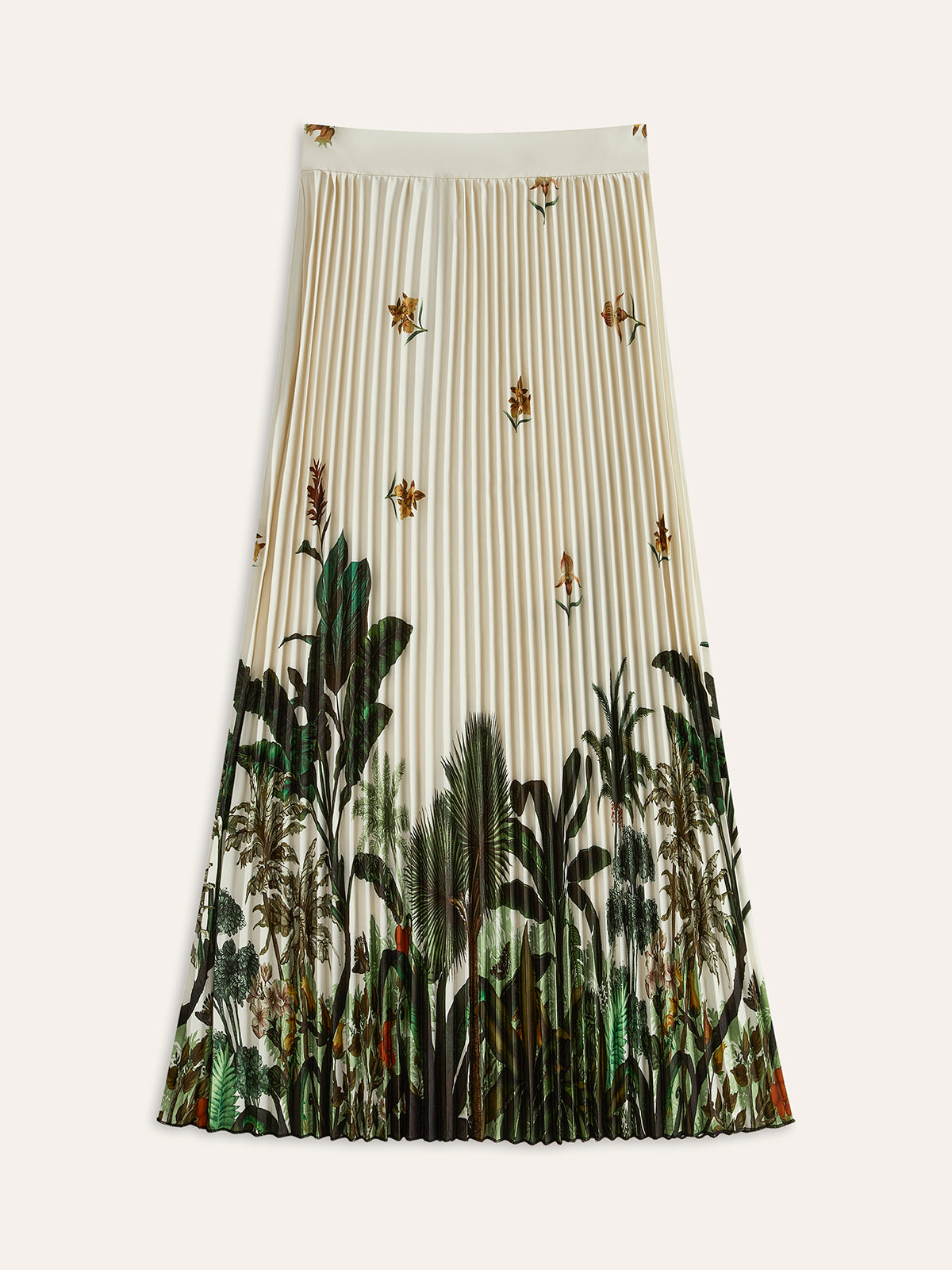 Boho Baskı Orta Bel Bol Fırfırlı Fermuarlı Etek