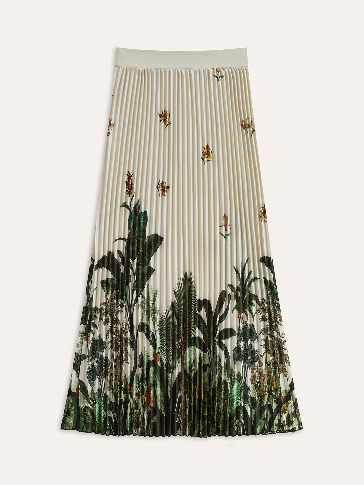 Boho Baskı Orta Bel Bol Fırfırlı Fermuarlı Etek