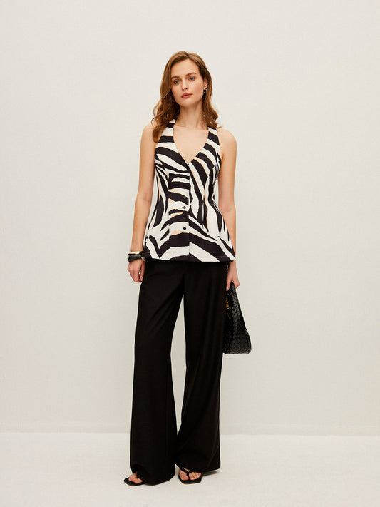 Zebra Desenli Halter Üst