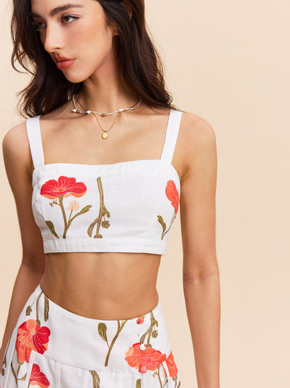 Floral Crop Top With Skirt Set