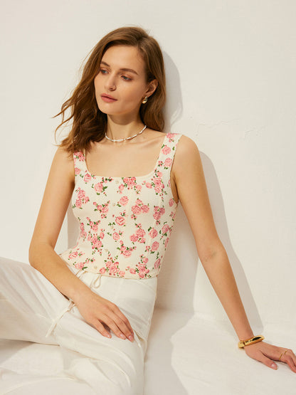 Floral Print Knit Vest